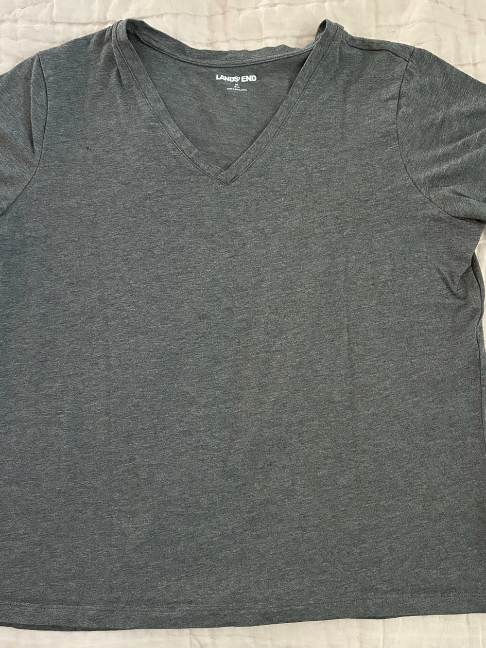 Lands' End WOMEN’S V-Neck T-Shirt - Charcoal Gray